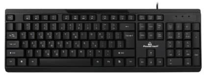 POWERTECH πληκτρολόγιο PT-1069, ενσύρματο, multimedia, EN/GR, μαύρο