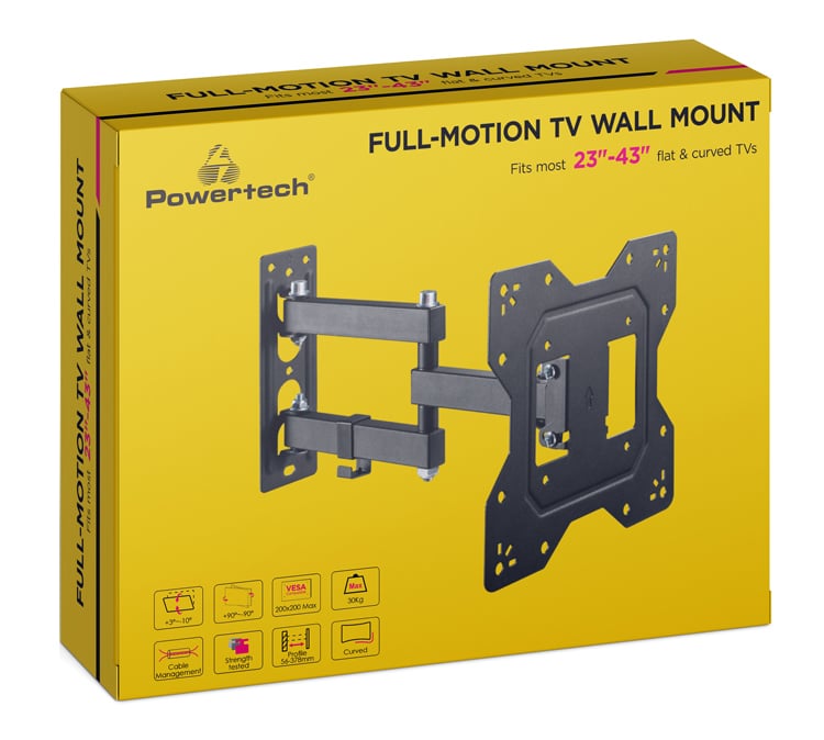 POWERTECH επιτοίχια βάση τηλεόρασης PT-1129, 23-43", έως 30kg, full motion - Image 6