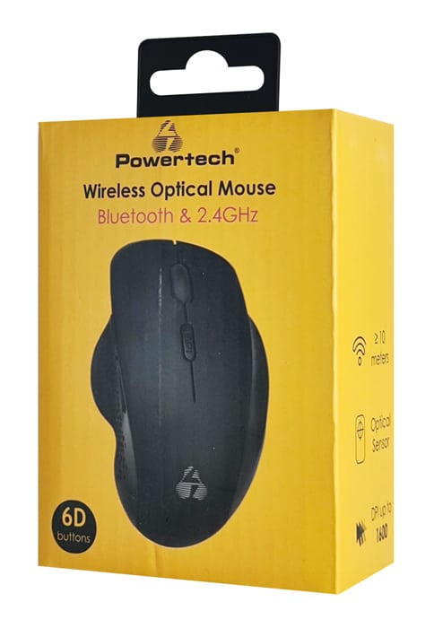 POWERTECH ασύρματο ποντίκι PT-1165, 2.4GHz & Bluetooth, 1600DPI, μαύρο - Image 3