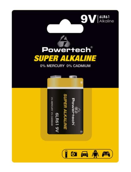 POWERTECH αλκαλική μπαταρία Super Alkaline PT-1215, 9V, 1τμχ