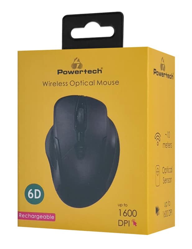 POWERTECH ασύρματο ποντίκι PT-1288, USB δέκτης, έως 1600DPI, 400mAh, μαύρο - Image 6