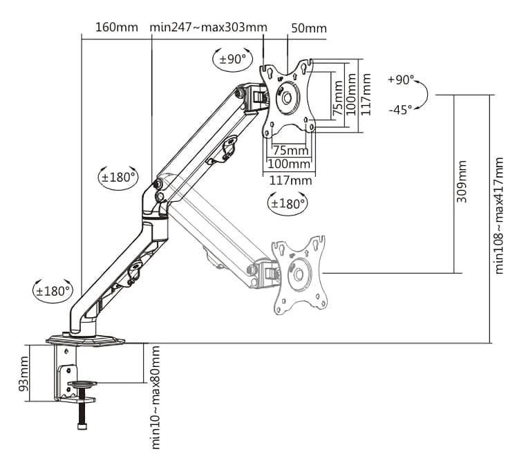 POWERTECH βάση γραφείου οθόνης PT-1365, 17-27", έως 7kg - Image 7