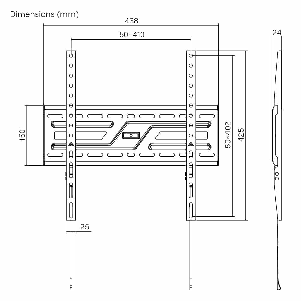 POWERTECH επιτοίχια βάση τηλεόρασης PT-1373, 32-75", έως 75kg, fixed - Image 7