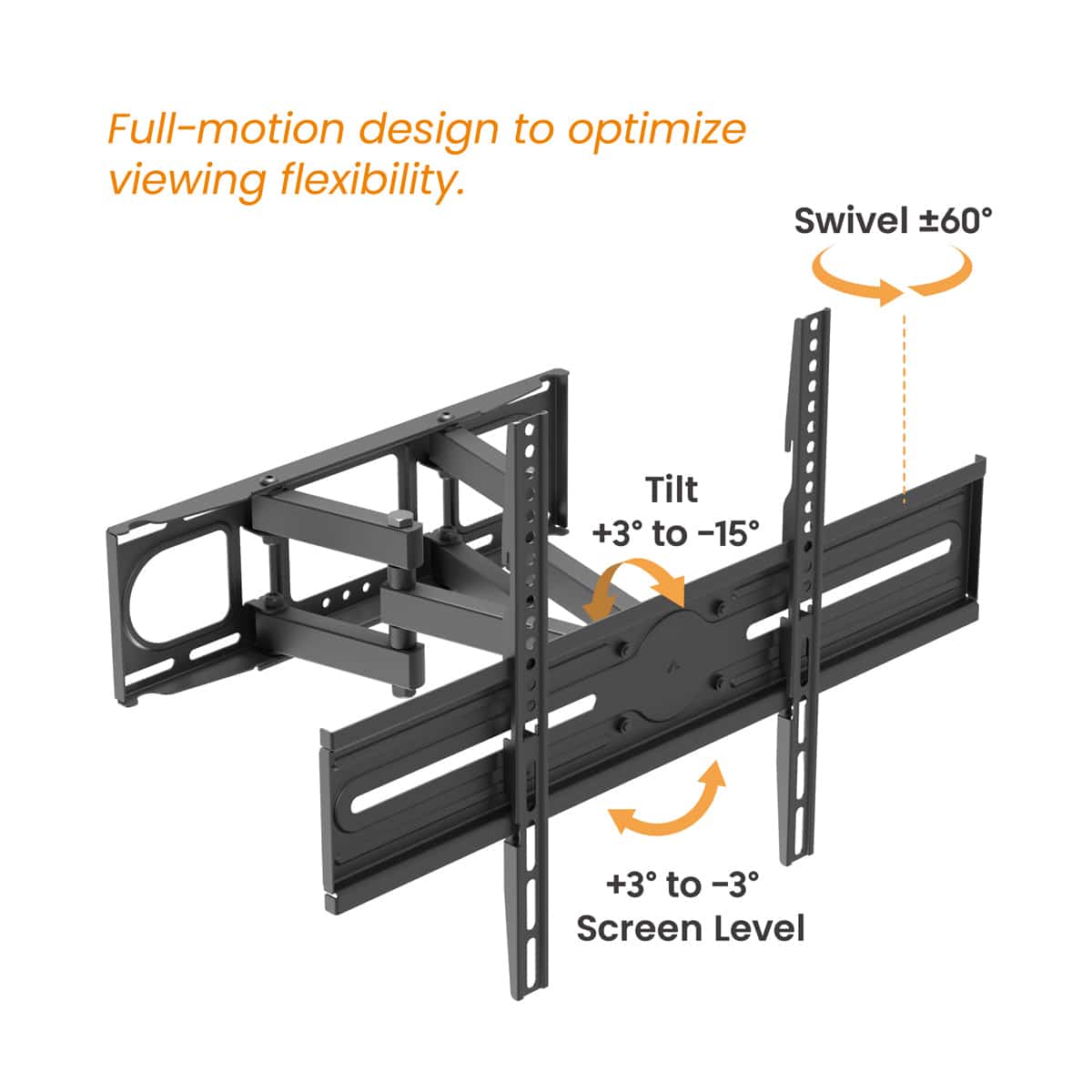 POWERTECH επιτοίχια βάση τηλεόρασης PT-1389, 37-80", έως 40kg, full motion - Image 4