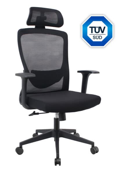 POWERTECH καρέκλα γραφείου PT-1390 με μπράτσα και ανάκλιση, ρυθμιζόμενο ύψος, μαύρη