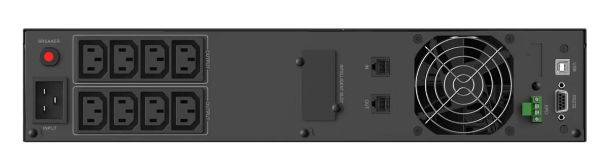 POWERTECH UPS Line Interactive PT-1409 για rack 2U, με οθόνη, 3000VA/2100W, 8x AC output - Image 2