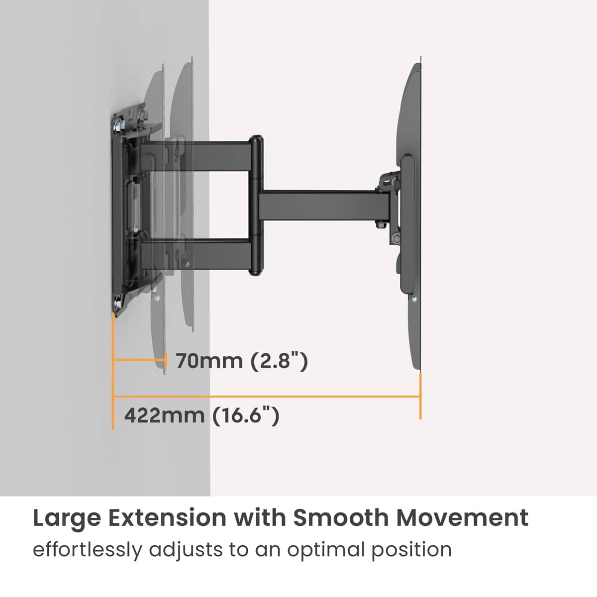 POWERTECH επιτοίχια βάση τηλεόρασης PT-1423, 37-90", 75kg, heavy duty, full motion - Image 5