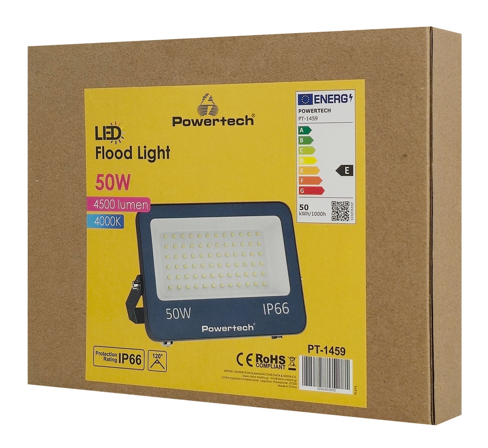 POWERTECH LED προβολέας PT-1459, 50W, 4000K, 4500lm, IP66 - Image 2