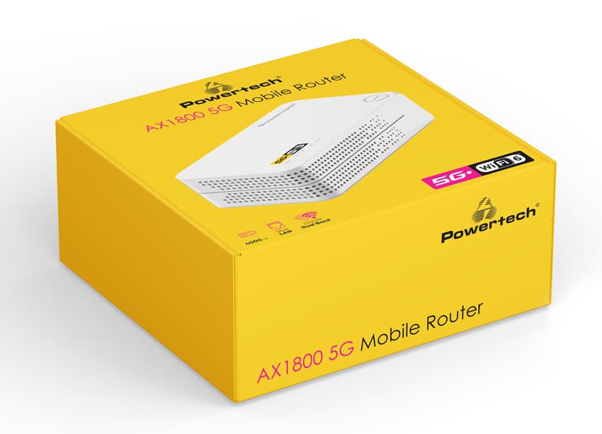 POWERTECH 5G κινητός δρομολογητής PT-1511, WiFi 6, AX1800 διπλής ζώνης, 4000mAh - Image 3