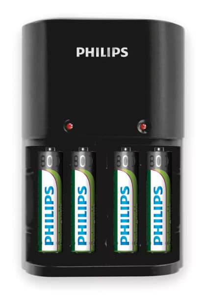 PHILIPS φορτιστής μπαταριών AA & AΑΑ NiMH SCB1450NB με 4x AAA, μαύρος