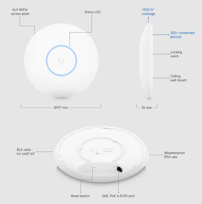 Ubiquiti Access Point UniFi U6 Pro, Wi-Fi 6, 5.300Mbps, 2,4/5GHz, PoE - Image 4