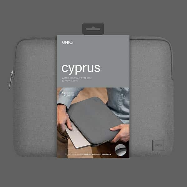 Θήκη για φορητό υπολογιστή UNIQ Cyprus 16" γκρι μαρμάρου, αδιάβροχη από νεοπρένιο - Image 6