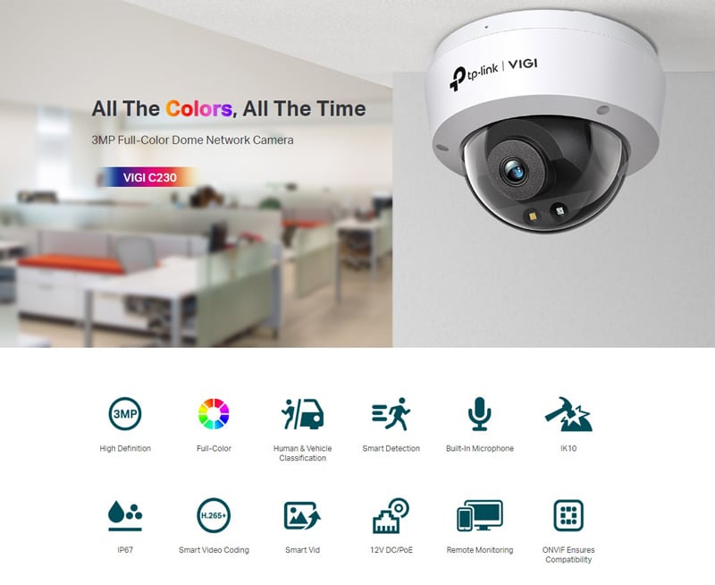 TP-LINK IP κάμερα VIGI C230, 2.8mm, 3MP, PoE, IP67/IK10, Ver. 1.0 - Image 2