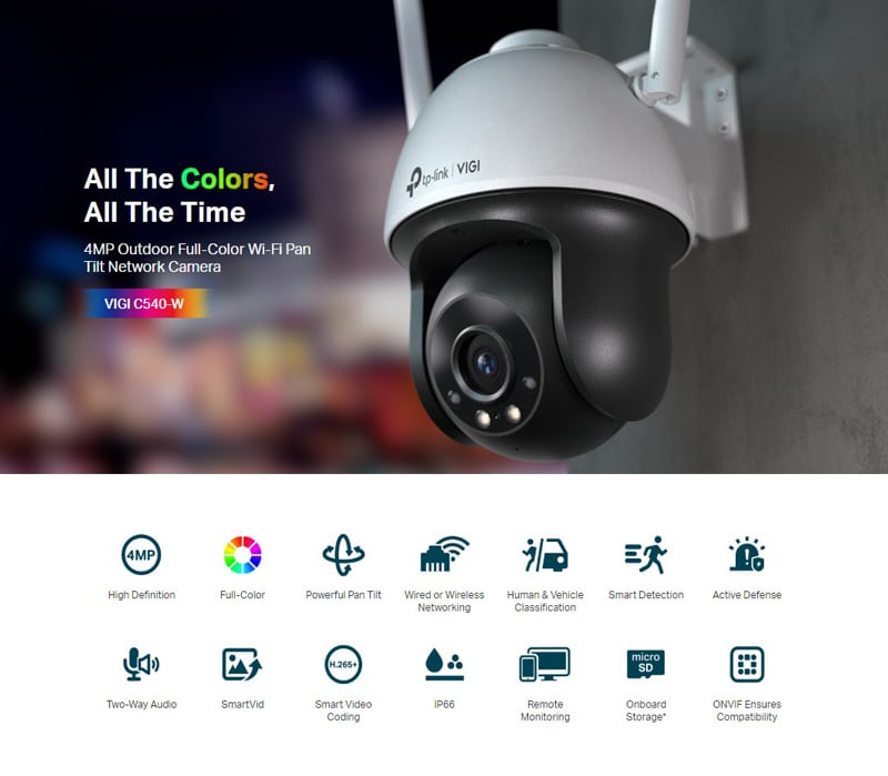 TP-LINK IP κάμερα VIGI C540-W, 4mm, 4MP, PTZ, Wi-Fi, SD, IP66, Ver. 1.0 - Image 2