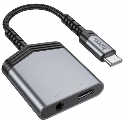 Προσαρμογέας ήχου USB-C σε USB-C / 3.5mm Hoco LS39, Μαύρος