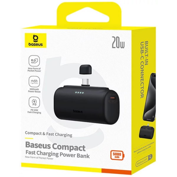 Powerbank Baseus Compact USB-C Έκδοση, 5000mAh, 20W, PD, Μαύρο P10068306113-00 - Image 3