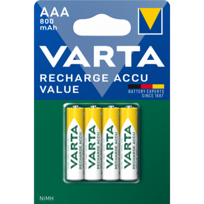 Επαναφορτιζόμενες μπαταρίες NiMH Varta Professional, AAA / LR3, 800mAh, συσκευασία των 4