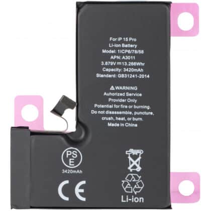 Μπαταρία για Apple iPhone 15 Pro, 3420mAh Διαγνωστική Υψηλής Χωρητικότητας