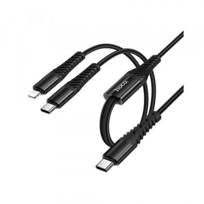 Καλώδιο φόρτισης USB-C σε Lightning / USB-C Hoco X123, 10W, 3A, 1m, Μαύρο