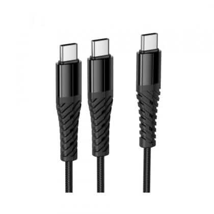 Καλώδιο φόρτισης USB-C σε 2 x USB-C Hoco X123, 10W, 3A, 1m, Μαύρο
