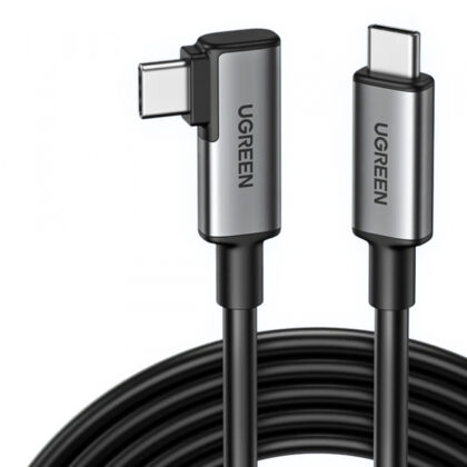 Καλώδιο USB-C σε USB-C UGREEN US551 (90629) Γωνιακό, 60W, 3A, 5m, Μαύρο