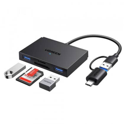 Συσκευή ανάγνωσης καρτών USB / USB-C UGREEN CM812 (45167), SD - microSD - 2 x USB-A, Μαύρο