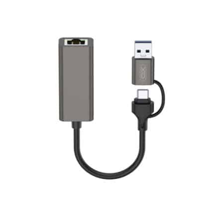 Προσαρμογέας Ethernet XO DESIGN HUB018, RJ45, USB-C / USB, Γκρι