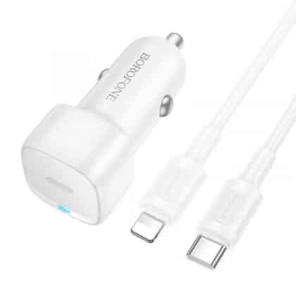 Φορτιστής Αυτοκινήτου Borofone BZ34A Cloud, 20W, 3A, 1 x USB-A - 1 x USB-C, με καλώδιο Lightning, Λευκό