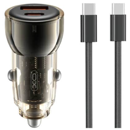 Φορτιστής Αυτοκινήτου XO DESIGN CC60, 60W, 3A, 1 x USB-A - 1 x USB-C, με καλώδιο USB-C, Μαύρο