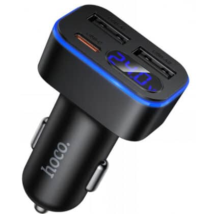 Φορτιστής Αυτοκινήτου Hoco Z63A Οθόνης, 42W, 3A, 1 x USB-C - 2 x USB-A, Μαύρο
