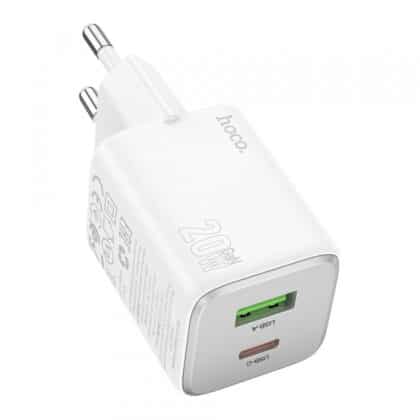 Φορτιστής τοίχου Hoco N41, 20W, 3A, 1 x USB-A - 1 x USB-C, Λευκό