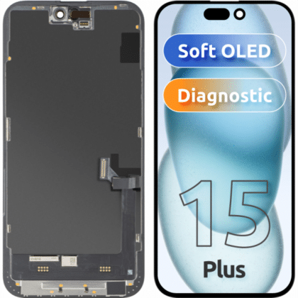 Μονάδα οθόνης LCD MP για Apple iPhone 15 Plus, Έκδοση διαγνωστικού ελέγχου Soft OLED FHD, Aftermarket, Μαύρο