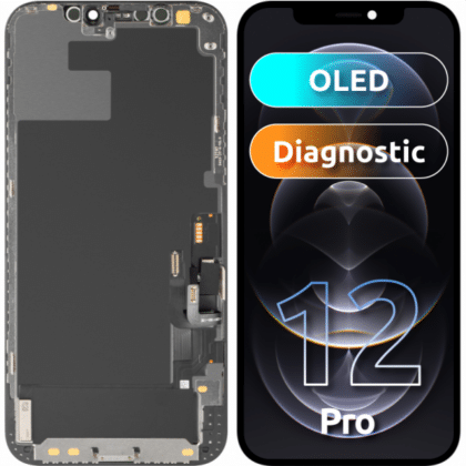 Μονάδα οθόνης LCD MP για Apple iPhone 12 / 12 Pro, έκδοση διαγνωστικού OLED, Aftermarket, μαύρη