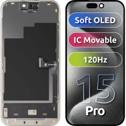 Μονάδα οθόνης LCD MP για Apple iPhone 15 Pro, Soft OLED FHD 120Hz IC Κινητή έκδοση, Aftermarket, Μαύρο
