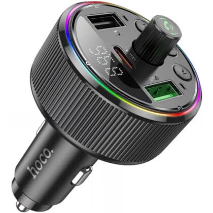 Πομπός FM Bluetooth και φορτιστής αυτοκινήτου Hoco E82, 2 x USB-A - 1 x USB-C, Μαύρο
