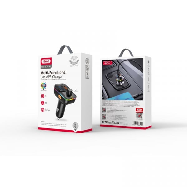 Πομπός FM Bluetooth και φορτιστής αυτοκινήτου XO DESIGN BCC09, 2 x USB-A - 1 x USB-C - 1 x microSD, Μαύρο - Image 2