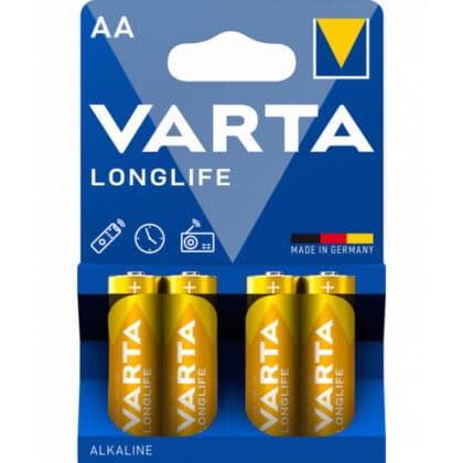 Αλκαλικές μπαταρίες Varta Longlife, AA / LR6, 1.5V, συσκευασία των 4