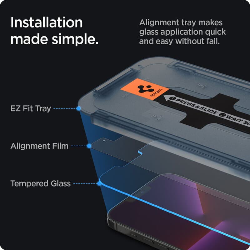Tempered glass for iPhone 13 / 13 Pro / 14 with Spigen Glas.tR EZ FIT applicator (2 pcs.) - Image 7