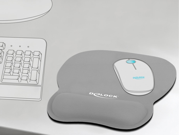 DELOCK Mousepad 12698 με στήριγμα καρπού, 245x206 mm, γκρι - Image 3