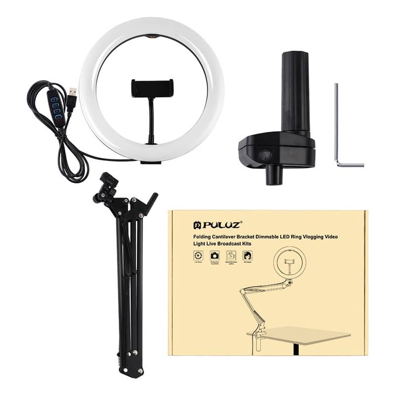 Βάση στήριξης γραφείου Puluz με δακτύλιο LED για Vlogging 26cm PKT3090B - Image 3