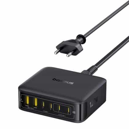 Baseus - Φορτιστής τοίχου EnerFill FH21 (E0120T00) - 4x Type-C, 2x USB, 120W, Τεχνολογία GaN, 1.5m - Μαύρο