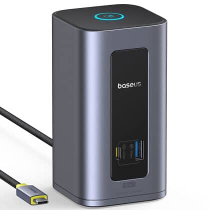 Baseus - Σταθμός σύνδεσης Nomos NU1 Air (B0114400) - 12 θύρες, 10Gbps, 100W PD, οθόνες 4K - Γκρι