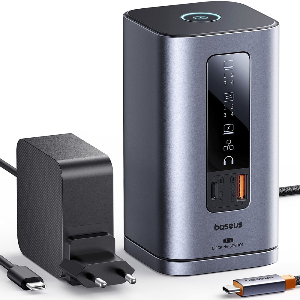 Baseus - Σταθμός σύνδεσης 11 σε 1 Spacemate Series (B0112701) - Τριπλή οθόνη 4K, 10Gbps, γρήγορη φόρτιση PD100W - Γκρι - Image 2