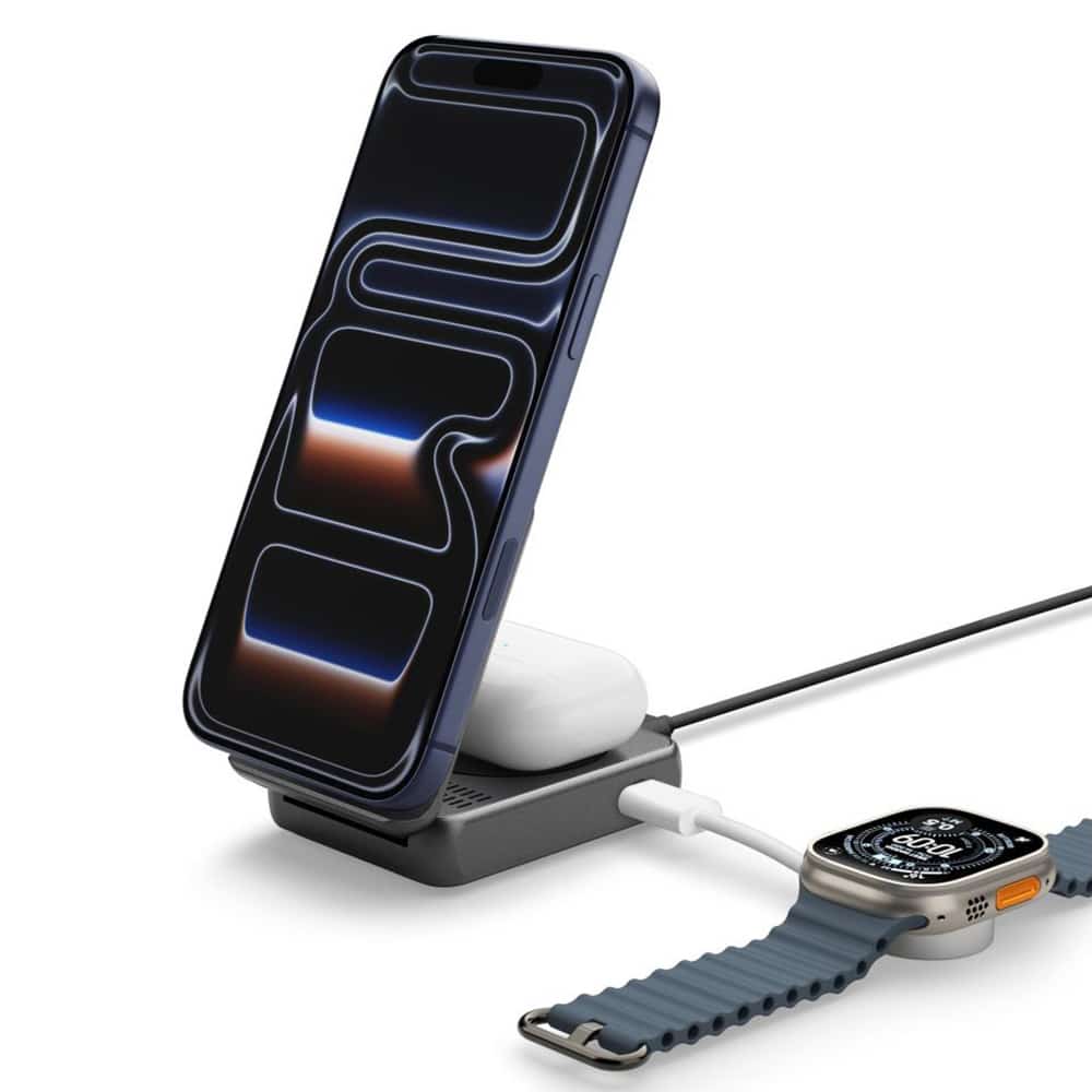 Spigen - Ασύρματος Σταθμός Φόρτισης Essential EF302MOQ (ACH10399) - MagSafe, Γρήγορη Φόρτιση, Qi2.2, Τύπου-C, Πτυσσόμενος, 25W - Γκρι - Image 2