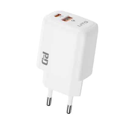 Lito - Φορτιστής τοίχου (LC28) - Type-C, USB, PD20W, Φόρτιση, Πυράντοχος υπολογιστής, 5V/3A - Λευκό