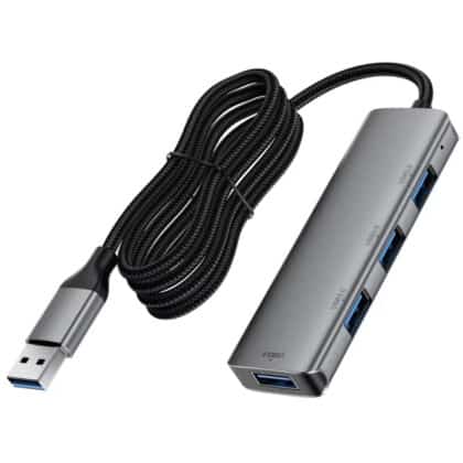 Acefast - Hub 4 σε 1 (J17) - 4 x USB3.0, 5Gbps, Plug & Play, Κράμα αλουμινίου, 5V/3A, Καλώδιο USB, 1m - Μεταλλικό γκρι