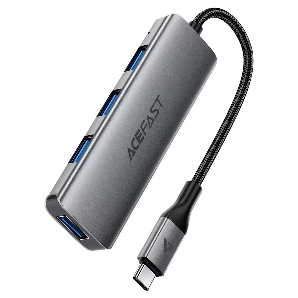 Acefast - Hub 4 σε 1 (J15) - Type-C σε 4x USB3.0, 5Gbps, Plug&Play, Κράμα αλουμινίου, Πλεγμένο νάιλον καλώδιο - Μεταλλικό γκρι - Image 2