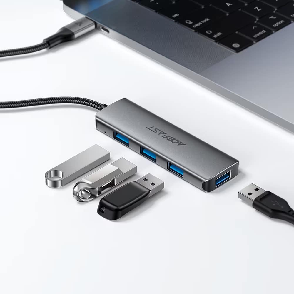 Acefast - Hub 4 σε 1 (J15) - Type-C σε 4x USB3.0, 5Gbps, Plug&Play, Κράμα αλουμινίου, Πλεγμένο νάιλον καλώδιο - Μεταλλικό γκρι - Image 4