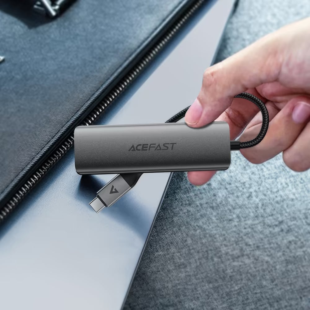 Acefast - Hub 4 σε 1 (J15) - Type-C σε 4x USB3.0, 5Gbps, Plug&Play, Κράμα αλουμινίου, Πλεγμένο νάιλον καλώδιο - Μεταλλικό γκρι - Image 5