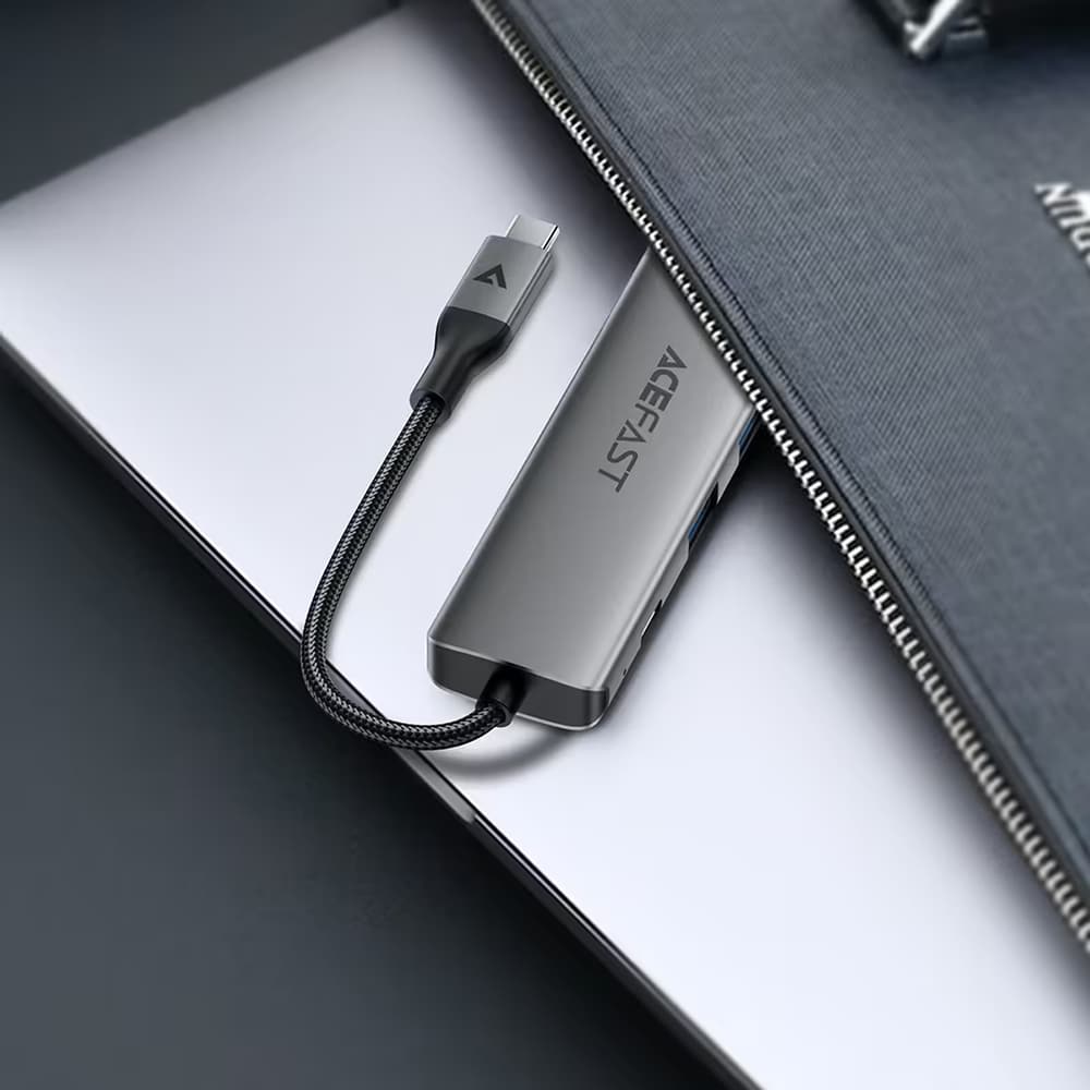 Acefast - Σταθμός σύνδεσης 6 σε 1 (J18) - USB-C σε 2x USB3.0, USB-C PD 90W, HDMI 4K, Κάρτα SD/TF, Plug&Play - Μεταλλικό γκρι - Image 5
